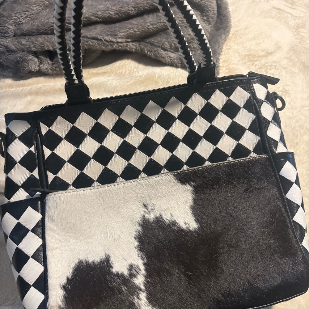 Black and white checker tote